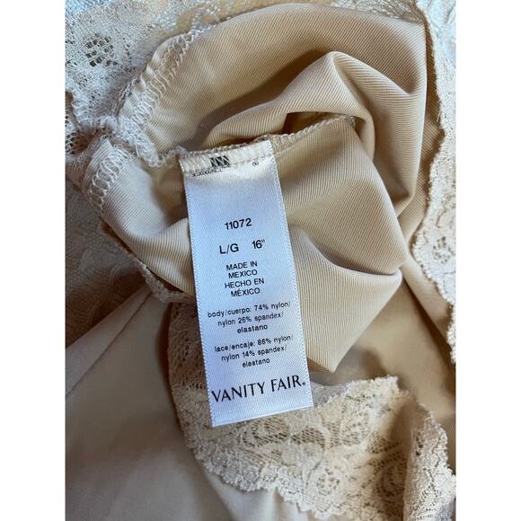 Vanity Fair Tan Floral Lace Waist Band Mini 16”Classic Slip Skirt Size Large - Picture 8 of 10